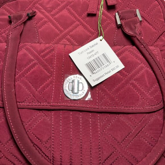 NEW Vera Bradley Raisin Matching Set Turn Lock Satchel Purse Trifold Wallet Gift - Picture 8 of 16